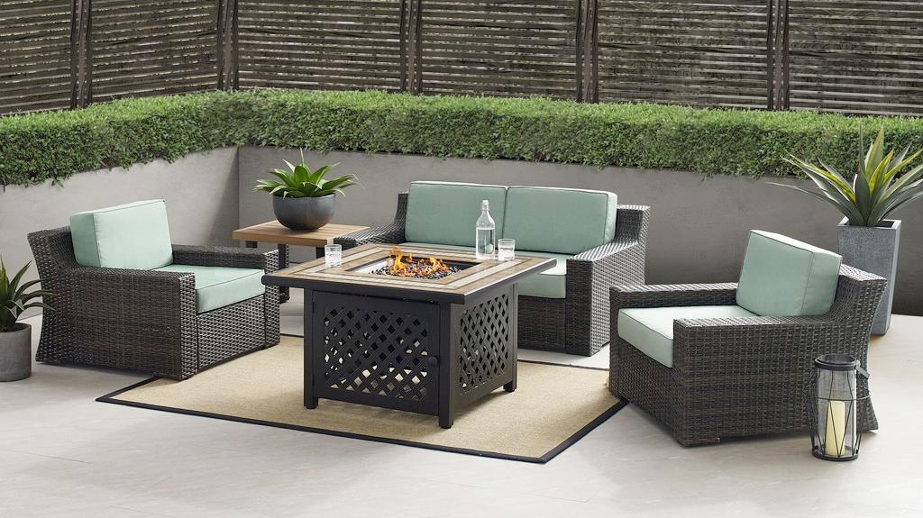 Outdoor Conversation Set Fire Table Side Table Loveseat